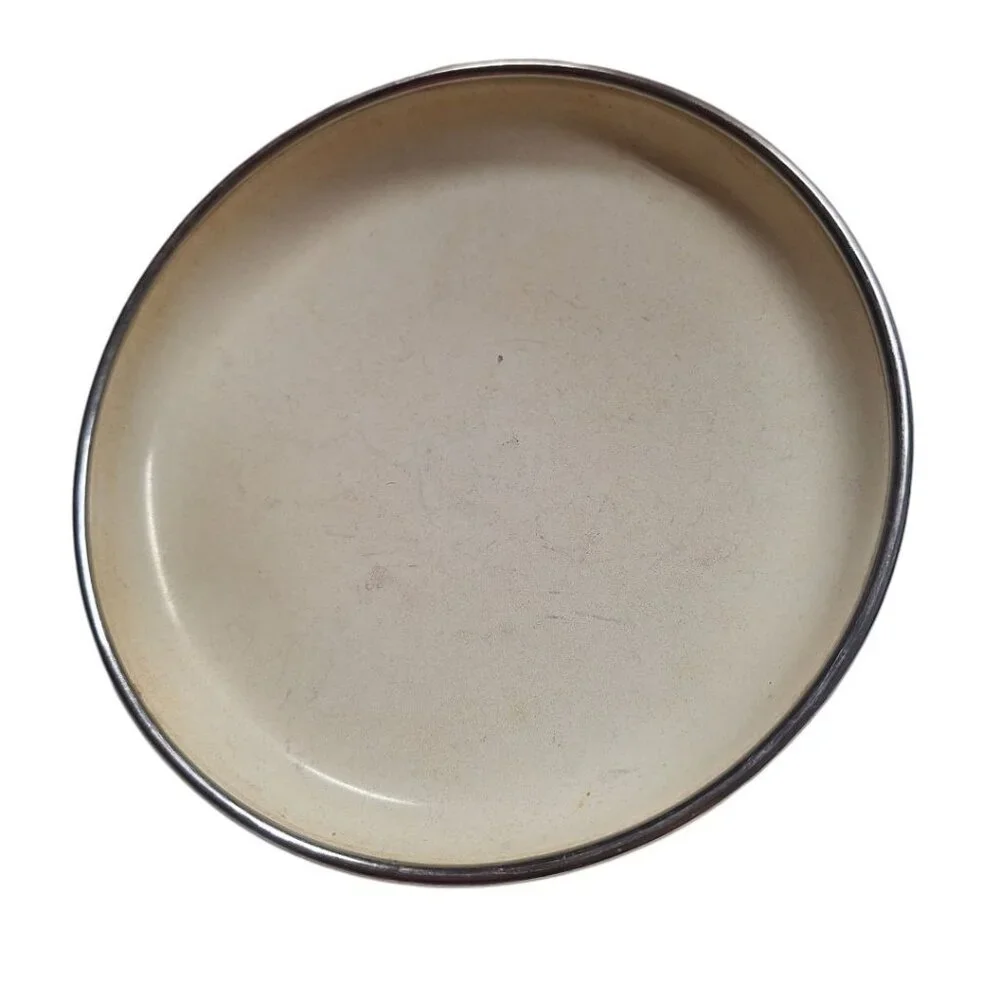 Vintage Metal Lid Pot Pan Brown Flowers Cream 6.5 Inch  Handle‎ Leaves Cookware